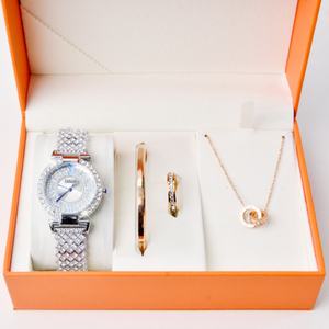 Nouvelle montre tendance de marque de luxe, coffret cadeau de bijoux, montre en alliage à quartz, bracelet, cadran en verre, aiguille, montre pour femme - Product Image 5