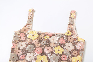 Nouveautés Robe sans manches à paillettes imprimée de fleurs pour femmes - Product Image 6