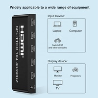 Répartiteur HDMI 2.0 haute vitesse Xput 1x4, 1 entrée 4 sorties, distributeur de signal UHD 4 ports, prend en charge 4K 60Hz 3D HDCP pour moniteur et projecteur