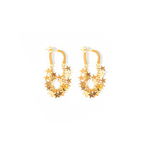 Pendientes colgantes de estrella de acero inoxidable chapados en oro, joyería de moda para mujer - Product Image 1