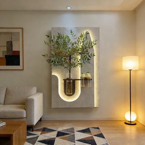 Arte Mural Personalizado al por Mayor, Pintura en Relieve 3D Pintada a Mano, Pintura Decorativa para Porche, Pintura de Piedra Arenisca con Plantas, Decoración del Hogar con LED - Product Image 1