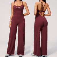 Combinaison de yoga robuste avec dos croisé et pantalon large en Spandex/Nylon à séchage rapide