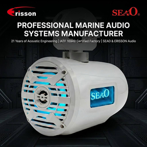 Haut-parleur de tour de wakeboard marin certifié ISO9001, 6,5 pouces, 125W RMS, étanche IPX7, blanc, audio pour <span class=keywords><strong>bateau</strong></span>, logo LED RGB personnalisé, OEM/ODM SEA0 - Product Image 1