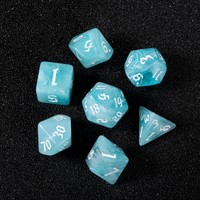 Ensemble de dés polyédriques personnalisés en acrylique marbré bleu clair, 7 pièces, avec chiffres blancs, pour jeux de rôle sur table Dungeons & Dragons