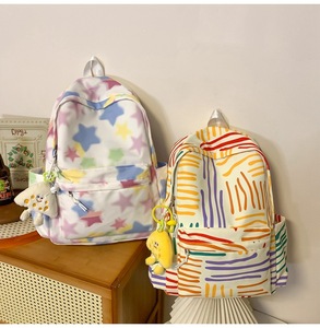 Female High <strong>School</strong> Student Campus Backpack Korean Backpack Versatile <strong>Colorful</strong> Rainbow <strong>Stripe</strong> <strong>School</strong> <strong>Bag</strong>