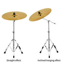 Heavy-Duty Double Braced Cymbal Stand Stainless Steel Adjustable Height Counterweight Large Rubber Feet for Musical Instruments