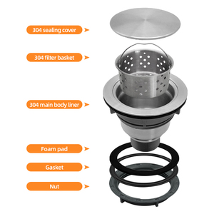 Coppa di scarico <span class=keywords><strong>lavello</strong></span> in acciaio inox Premium di alta qualità con coperchio di tenuta in acciaio inox cestello Versatile per la <span class=keywords><strong>cucina</strong></span> uso vasca da bagno all'aperto - Product Image 6