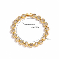 Populaire 18K Plaqué Or Zircon Cubique Ensemble de Bijoux Rond CZ Tennis Chaîne Bracelet Argent Plaqué Bracelet Collier Ensemble