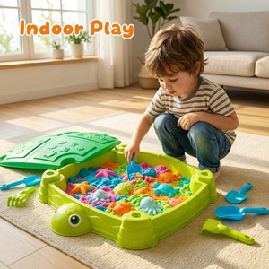 Nuova Stazione da Gioco per <span class=keywords><strong>Sabbia</strong></span> a Tema Tartaruga <span class=keywords><strong>con</strong></span> Copertura e Accessori, Ombrellone da Giardino Estivo per Bambini dai 3 Anni in su - Product Image 3