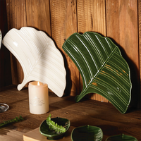 Ensemble de vaisselle en porcelaine de style nordique avec motif floral et feuillage, résistant à la chaleur, compatible lave-vaisselle, articles pour la maison