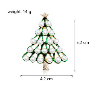 Broche Étoile Dorée Délicate et Attrayante, Ornée <span class=keywords><strong>de</strong></span> Perles d'Imitation Brillantes et d'un Arbre <span class=keywords><strong>de</strong></span> Noël Vert Festif en Émail - Product Image 3