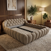 Lit Bulle de Luxe en Tissu Italien, Taille King, Style Moderne Minimaliste, Cadre Métallique, Lit Bulle Contemporain et Confortable