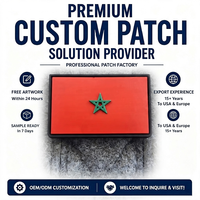 Patchs en PVC souple gaufrés avec logo personnalisé 2D 3D, à fixation auto-agrippante, motif drapeau du Maroc, pour vêtements