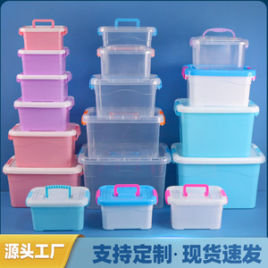 Transparent Plastic <b>Storage</b> Box With Lid Stackable Rectangle Food Container Toy Organizer Desktop <b>Storage</b> Bin 5K 3K 2K 1K Size - Product Image 3