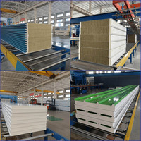Panneau de toiture photovoltaïque sandwich en laine de roche avec bordure en polyuréthane, panneau extérieur vert gris, panneau intérieur blanc gris, 60x1000