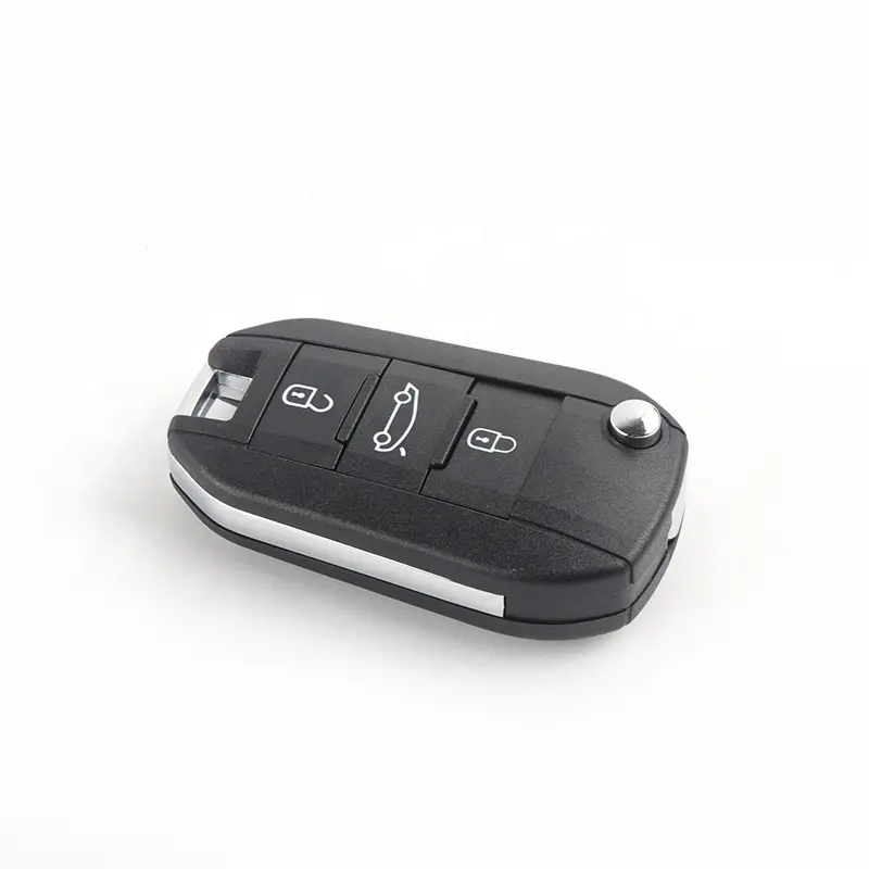 Produsen langsung grosir otomotif Smart folding key blank shell wireless adapter untuk Peugeot 508