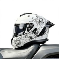 Casque de moto intégral unisexe VGV avec grande aileron arrière, visière transparente en ABS - Utilisation quatre saisons, certifié 3C