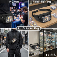 Riñonera Personalizada con Ventana Transparente para Tarjetas Coleccionables, de Poliéster, con Cierre de Cremallera, Impermeable, Unisex, para Uso en Exteriores, Portátil