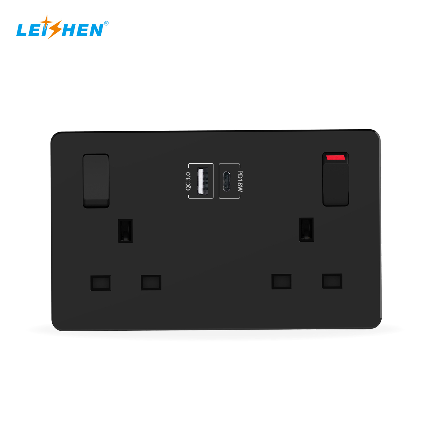 UKCA CE BS1363 New PD3.0 UK Standard 2 Gang Switch Wall Outlet PD 20W Power Directly Quick Charger UK Wall Socket with USB · image 3