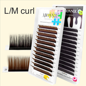 ขนตาปลอม Abonnie รุ่น L/M Curl สีน้ำตาล ขนาด 8-15 มม. ทำด้วยมือ นุ่มเป็นธรรมชาติ สำหรับมืออาชีพ - Product Image 1