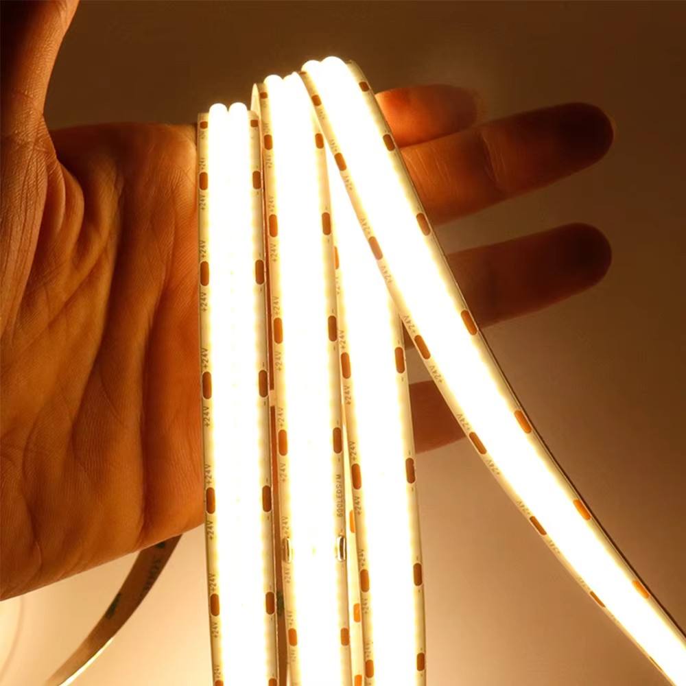 COB LED Strip Lights 24V Dimmable 600leds Double Row Flexible LED Rope Lights for Bedroom with Remote Living Room Shelf Cabinet