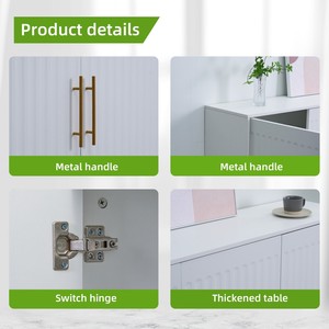 3-Door Large Storage Modern Eco-Friendly <b>Sideboard</b> with Gold Handles for <b>Kitchen</b> Dining Living Rooms-White Buffet Cabinet - Product Image 5