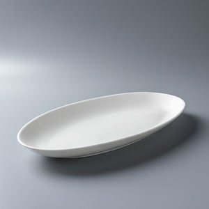 CHAODA Grandes Assiettes Ovales en Céramique Plats en Porcelaine Blanche Assiette à Steak Buffet <span class=keywords><strong>Barbecue</strong></span> Rôti de Viande - Product Image 6
