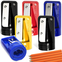 Taille-crayon professionnel Ranguo en plastique souple fait main à double trou pour crayons plats et standard, avec logo personnalisé, promotionnel