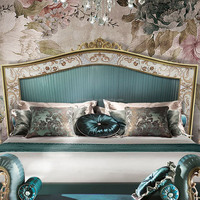Französisches Luxus-Klassik-Prinzessinnenbett-Set mit Muscheleinlage, Massivholzbett mit Holzrahmen und Stoffbezug für Heim- und Hotel-Schlafzimmermöbel