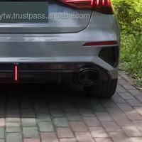 Diffuser Lip Bumper Belakang Model PNB RS3 Berkualitas Tinggi, Aksesoris Clip-on dengan Lubang Sensor Park Assist, untuk Audi A3 8Y 2021-2024