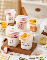En Stock 280ml 220ml Boîtes à Gâteaux Plastique PP pour Desserts, Pots à Yaourt, Glace, Gelée, Pouding, Lait, avec Couvercle et Cuillère