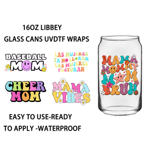 Autocollant <span class=keywords><strong>en</strong></span> film vinyle personnalisé de 16 oz coloré UV pour les emballages de bouteilles et de tasses <span class=keywords><strong>en</strong></span> verre DTF avec caractéristiques imperméables au design de la fête des mères - Product Image 2