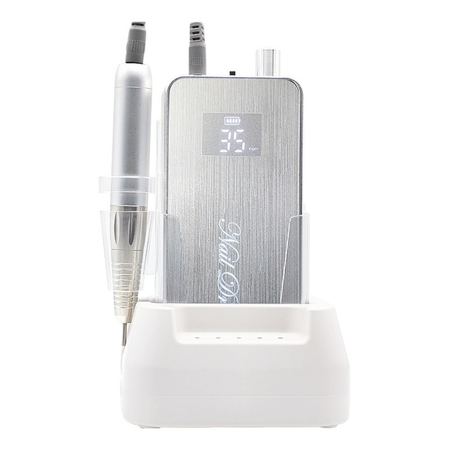 Factory Wholesale High Power Strong Speed 35000 Rpm Vibration Free Coreless Handpiece Nail Drill Set with Charging Base