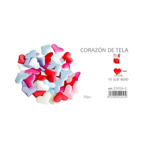 Corazones de Tela Ilan de 5cm, 10 Piezas, Rojos, para Manualidades y Decoración - Product Image 2