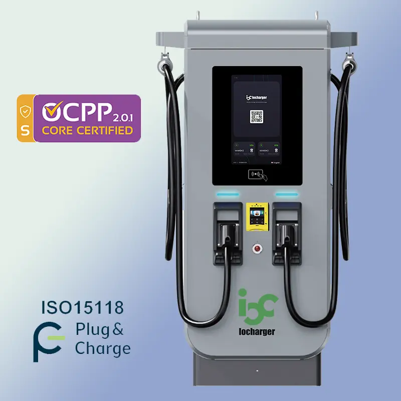 OCPP 2.0.1 ISO15118 plug and charge dynamic load balancing comercial Fast 60kw 120kw dc ev charging station with app control
