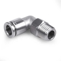 Komponen Pneumatik Quick-plug 90 Derajat PT1/4 1/2 3/8 PC Fitting SS304 Adaptor Selang Rem 8mm/10mm