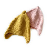 Bonnet personnalisé avec logo, en tricot texturé, protection des oreilles, couleur unie, doux au toucher, chaud, style streetwear, bonnet pour enfants
