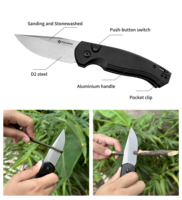 Yeehand couteau de poche pliant à lame en acier D2 personnalisable couteau de survie tranchant avec manche en aluminium pour le camping