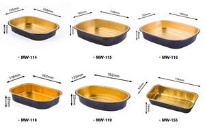 Contenedor Rectangular Desechable de Papel Aluminio Negro Dorado con Tapa, Bandeja de Papel Aluminio para Empacar Alimentos para Llevar - Product Image 4