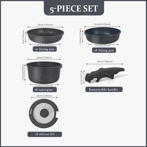USA consegna della casa in 6 giorni rivestimento in ceramica 5 pezzi set pentole antiaderenti cottura fornello a induzione padella - Product Image 4