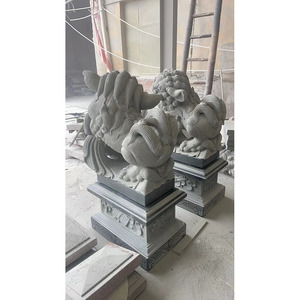Venta al por mayor de alta calidad de piedra de granito natural tallada escultura grande grandes estatuas de León chino 108 cm León chino dinero León - Product Image 4