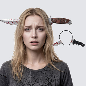Serre-tête d'Halloween, accessoires de tête, ornements d'Halloween, simulation de couteau tranchant, boucle de tête en forme de couteau de cuisine, coiffe de déguisement - Product Image 1