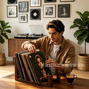 Wooden Vinyl <b>Record</b> Rack Front Display Slot Storage <b>Stand</b> For Albums CD Rack - Product Image 1