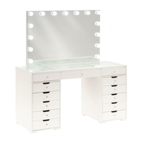 Table de toilette en bois avec miroir éclairé, miroir de maquillage, meubles de chambre à coucher, design moderne, dernier modèle populaire