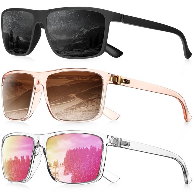 Polarized Sunglasses for Men Rectangular Frame Men's Polarized Sunglasses Sports Sunglasses with UV400 Protection