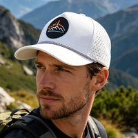 Casquettes de baseball et de golf sportives à 5 panneaux, imperméables, avec logo personnalisé en patch PVC caoutchouc, perforées par découpe laser pour le surf