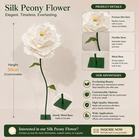 Bunga Peony Sutra Buatan Tangan Ukuran Besar Cocok untuk Digunakan dalam Upacara Pernikahan, Toko Butik, dan Dekorasi Etalase