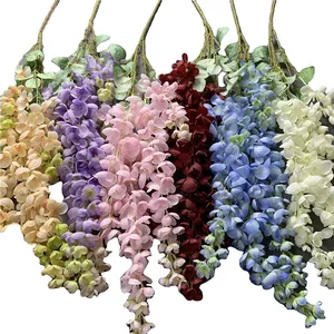 QSLH-V008 Offre Spéciale 100 cm 6 fourches Abele Fleur Suspendus Fleurs Wisteria Guirlande Décorative Artificielle Wisteria Fleur