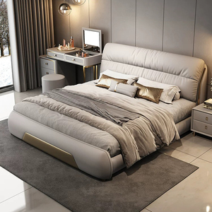 Hiện Đại Sang Trọng Bằng Gỗ Đồ Nội Thất Phòng Ngủ Mềm Mại-Bao Da Giường Vua Kích Thước Giường Đôi Khung Hộp Da Set Với Nệm Thiết Kế - Product Image 4