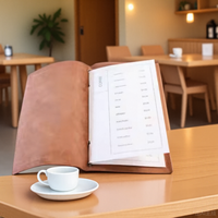 Kulit asli antik sampul Menu serbaguna pelindung jurnal mewah Menu buku daftar pemegang untuk restoran hotel